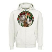 Oatmeal Heather Baby Goats Christmas Zipper Hoodie - RanaPortraitStore