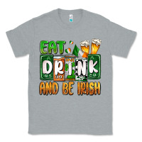 Heather Grey St. Patrick's Eat drink and be Irish Classic Tee - OliviaCreatesArt