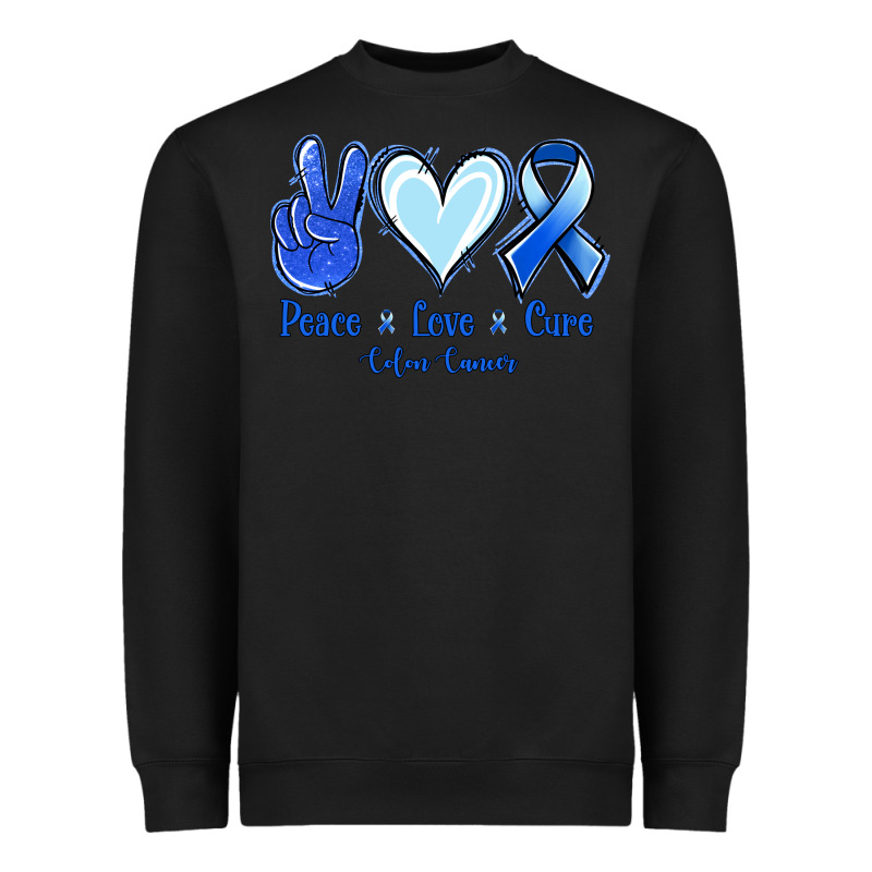 Peace Love Cure Colon Cancer Heavyweight Sweatshirt by Jasminsmagicworld | Teevron