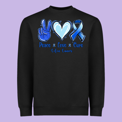 Peace Love Cure Colon Cancer Heavyweight Sweatshirt Designed By Jasminsmagicworld