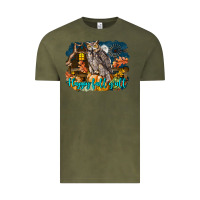Vintage Olive Happy Fall Y'all Owl Vintage Tee - LillyAllenDesigns