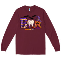 Burgundy dental boo halloween Long Sleeve Tee - LillyAllenDesigns