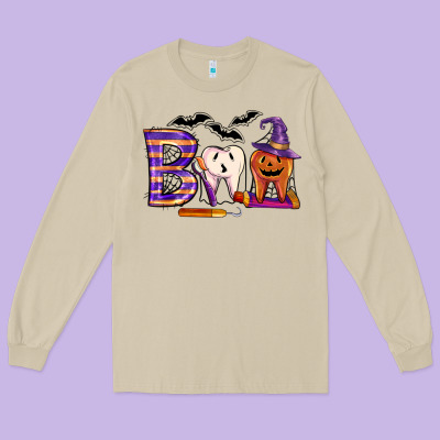 Dental Boo Halloween Long Sleeve Tee Designed By Lillyallendesigns
