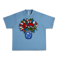 Pebble Blue Patriotic Sunflower in a Jar Urban Heavy Tee - Jasminsmagicworld