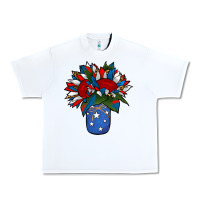 White Patriotic Sunflower in a Jar Urban Heavy Tee - Jasminsmagicworld