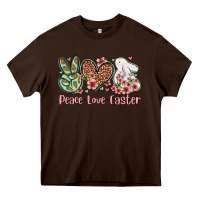 Chocolate Brown Easter Day Peace love Easter Heavy Core Tee - OliviaCreatesArt