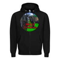 Black Black Angus Cattle and Bull Merry Christmas Zipper Hoodie - RanaPortraitStore