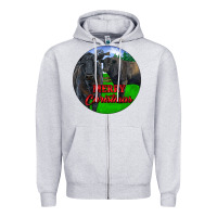 Heather Grey Black Angus Cattle and Bull Merry Christmas Zipper Hoodie - RanaPortraitStore