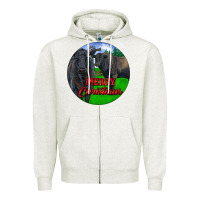 Oatmeal Heather Black Angus Cattle and Bull Merry Christmas Zipper Hoodie - RanaPortraitStore