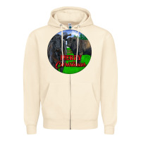 Sandshell Black Angus Cattle and Bull Merry Christmas Zipper Hoodie - RanaPortraitStore