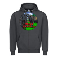 Smoke Black Angus Cattle and Bull Merry Christmas Zipper Hoodie - RanaPortraitStore