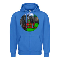 True Royal Black Angus Cattle and Bull Merry Christmas Zipper Hoodie - RanaPortraitStore