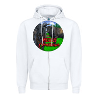 White Black Angus Cattle and Bull Merry Christmas Zipper Hoodie - RanaPortraitStore