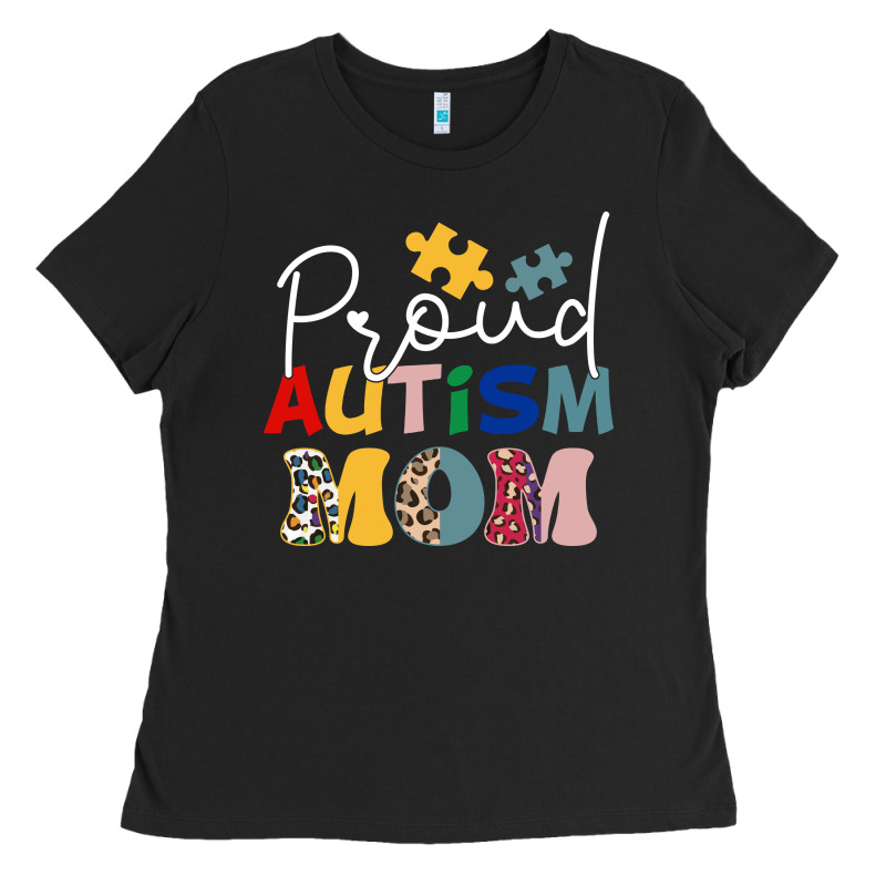 Proud Autism Mom Leopard Pattern Design Autism Awa Ladies Tee by CowhideDigitalArt | Teevron
