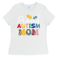 White Proud Autism Mom Leopard Pattern Design Autism Awa Ladies Tee - CowhideDigitalArt