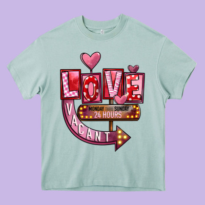 Valentine's Day Love Vacant Heavy Core Tee Designed By Fadigitalartstudio