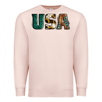 Pale Pink usa basic bold font western Premium Sweatshirt - Jasminsmagicworld
