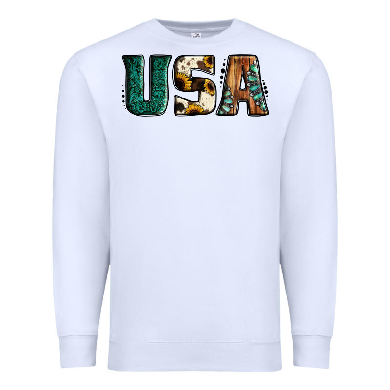 Usa Basic Bold Font Western Premium Sweatshirt by Jasminsmagicworld | Teevron