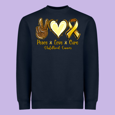 Peace Love Cure Childhood Cancer Heavyweight Sweatshirt Designed By Jasminsmagicworld