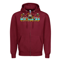 Burgundy western pug dogs Zipper Hoodie - Jasminsmagicworld