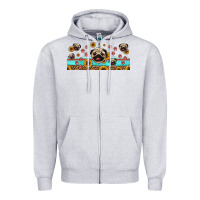 Heather Grey western pug dogs Zipper Hoodie - Jasminsmagicworld