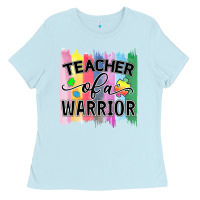 Baby Blue Teacher of a warrior Ladies Tee - CowhideDigitalArt