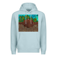 Blue Mist custom cactus and sunflowers leopard turquoise Premium Hoodie - Artiststas