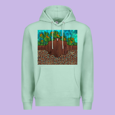 Custom Cactus And Sunflowers Leopard Turquoise Premium Hoodie Designed By Artiststas