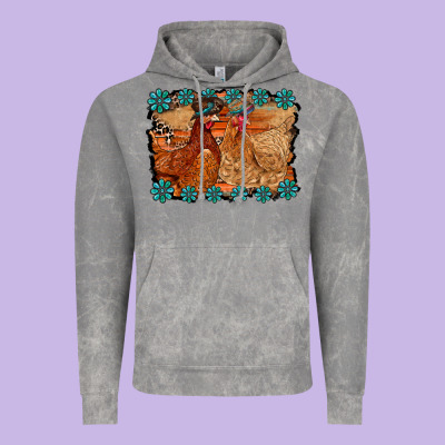 Chicken Western Vintage Hoodie Designed By Racoondesign