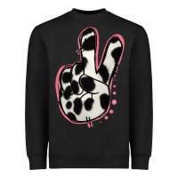 Black Black White Dalmatian Peace Sign Heavyweight Sweatshirt - Jasminsmagicworld