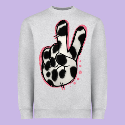 Black White Dalmatian Peace Sign Heavyweight Sweatshirt Designed By Jasminsmagicworld