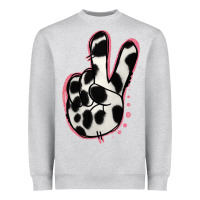 Heather Grey Black White Dalmatian Peace Sign Heavyweight Sweatshirt - Jasminsmagicworld