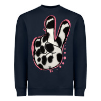 Navy Black White Dalmatian Peace Sign Heavyweight Sweatshirt - Jasminsmagicworld