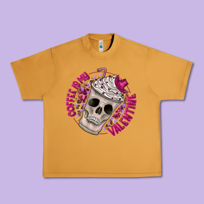 Coffee Is My Valentine Urban Heavy Tee Designed By Cowhidedigitalart