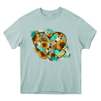 Arona Leopard Sunflower Cowhide Glitter Heart Heavy Core Tee - Jasminsmagicworld