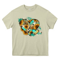 Mossy Leopard Sunflower Cowhide Glitter Heart Heavy Core Tee - Jasminsmagicworld