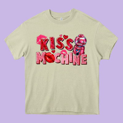 Kiss Machine Valentine's Day Heavy Core Tee Designed By Fadigitalartstudio