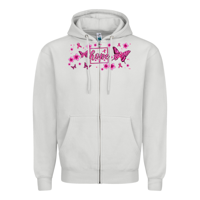 Hope Breast Cancer Butterfly Zipper Hoodie by Jasminsmagicworld | Teevron