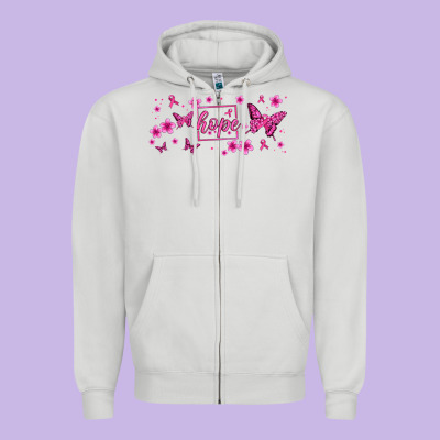 Hope Breast Cancer Butterfly Zipper Hoodie Designed By Jasminsmagicworld