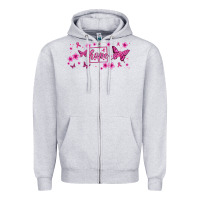 Heather Grey hope breast cancer butterfly Zipper Hoodie - Jasminsmagicworld