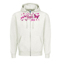 Oatmeal Heather hope breast cancer butterfly Zipper Hoodie - Jasminsmagicworld