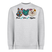 Heather Grey peace love pomeranian Heavyweight Sweatshirt - RanaPortraitStore