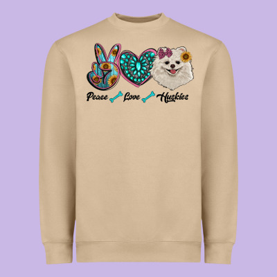 Peace Love Pomeranian Heavyweight Sweatshirt Designed By Ranaportraitstore