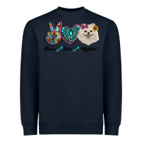 Navy peace love pomeranian Heavyweight Sweatshirt - RanaPortraitStore