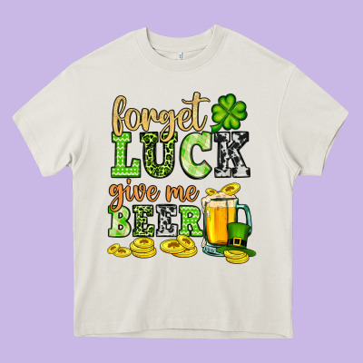 St. Patrick's Forget Luck Give Me Beer Heavy Core Tee Designed By Oliviacreatesart