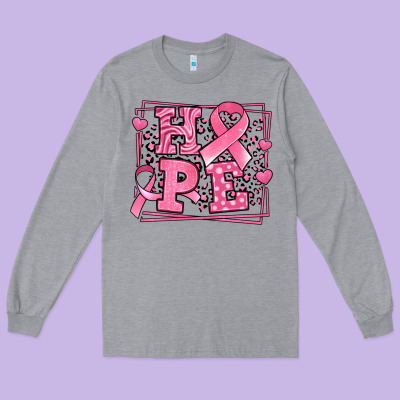 Hope Breast Cancer Awareness Ribbon Long Sleeve Tee Designed By Lillyallendesigns