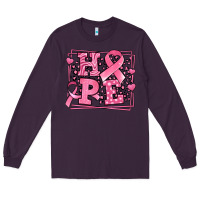 Plum hope breast cancer awareness ribbon Long Sleeve Tee - LillyAllenDesigns