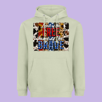 Land Of The Free  Th Of July Brushstroke Heavyweight Hoodie Designed By Jasminsmagicworld