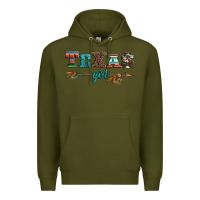 Army Green texas girl serape turquoise leopard cowhide arrow Premium Hoodie - Artiststas