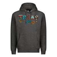 Charcoal Heather texas girl serape turquoise leopard cowhide arrow Premium Hoodie - Artiststas